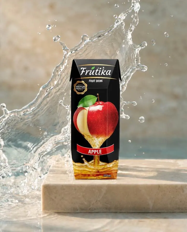 Frutika Apple carton in a splash of water